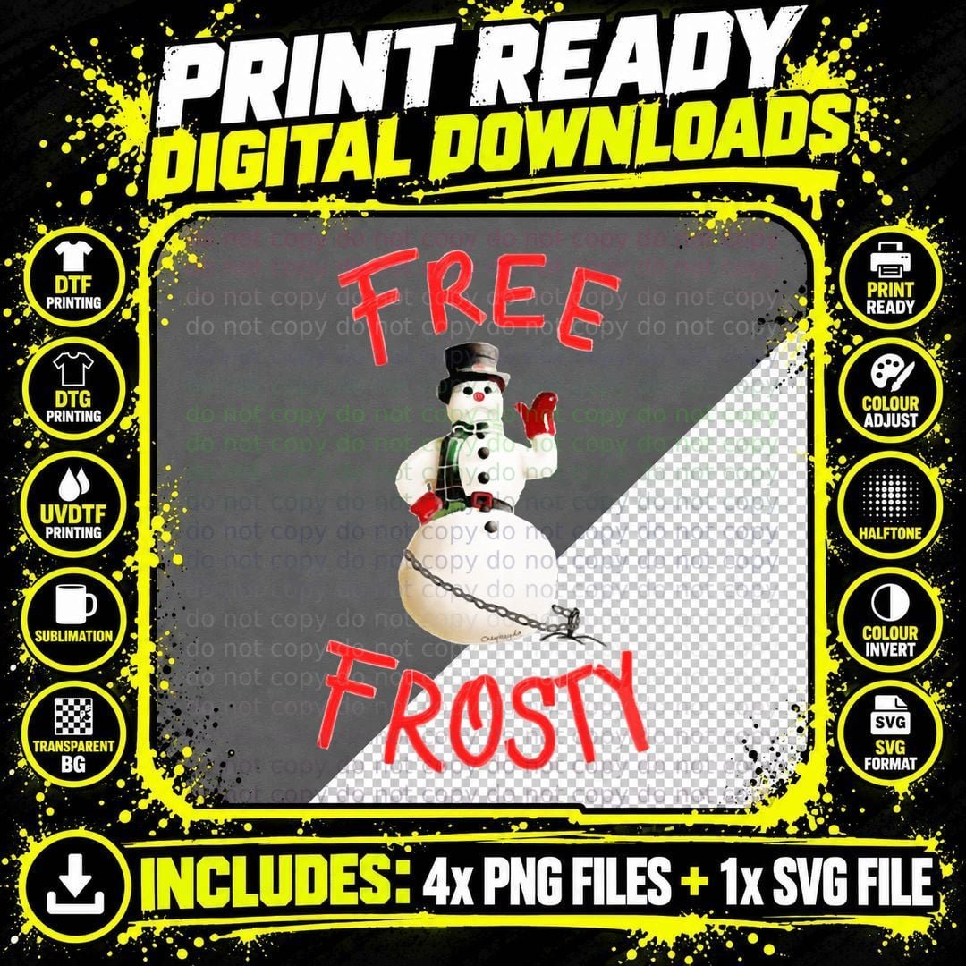 Free Frosty Christmas T-Shirt, Holiday Gift Idea Png SVG Digital Bundle