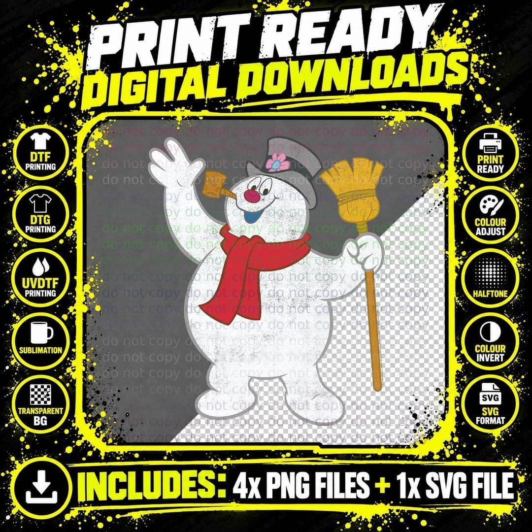 Frosty the Snowman Big Portrait T-Shirt Png SVG Digital Bundle