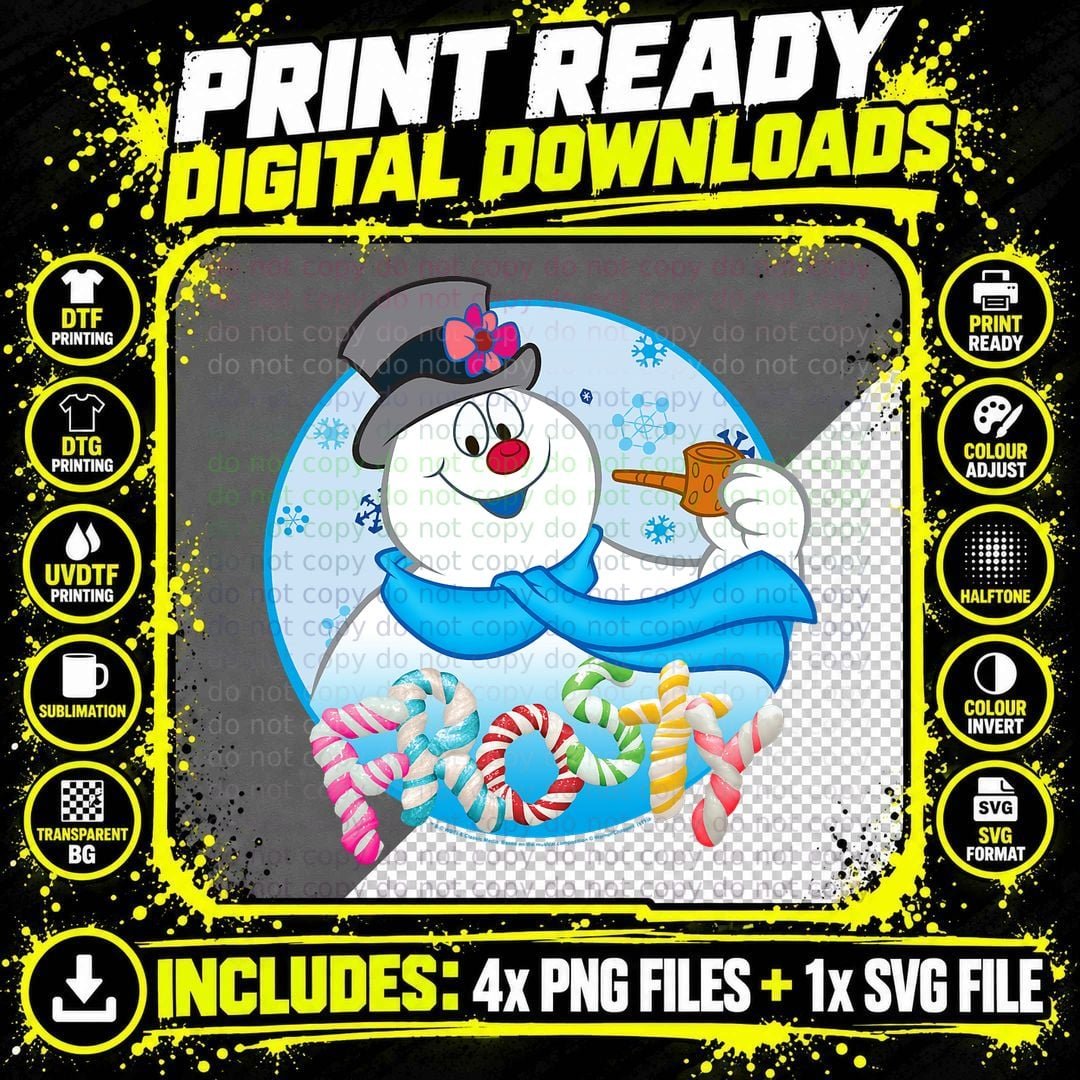 Frosty the Snowman Candy Letters Portrait T-Shirt Png SVG Digital Bundle