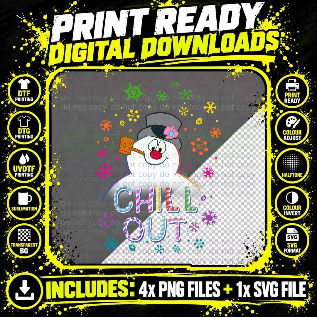 Frosty the Snowman Chill Out Portrait T-Shirt Png SVG Digital Bundle
