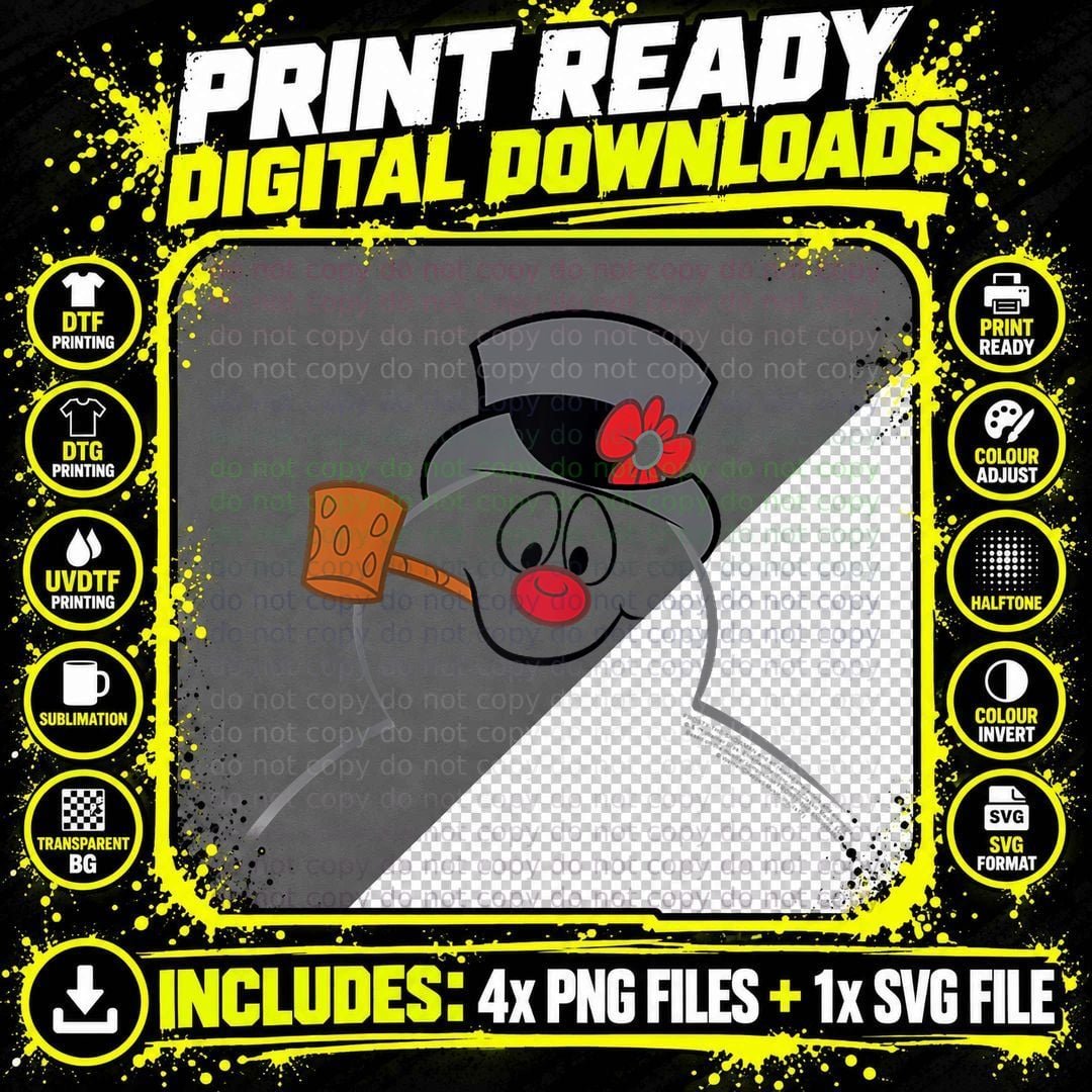 Frosty the Snowman Face T-Shirt, Christmas Holiday Theme Png SVG Digital Bundle