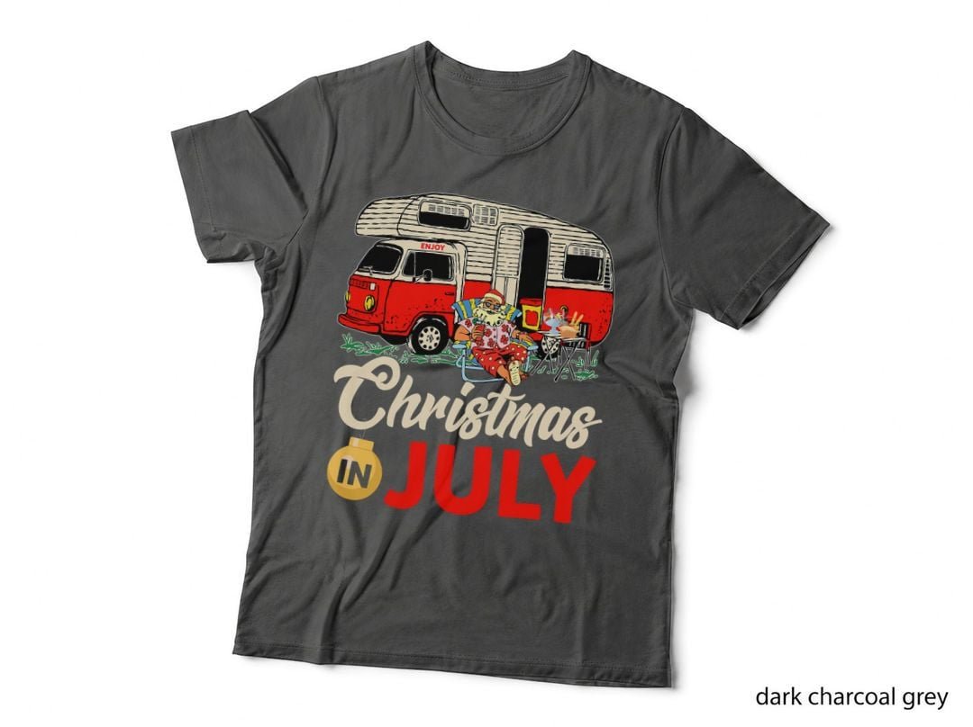 Funny Camping Santa T-Shirt, Summer Vacation, Christmas in July