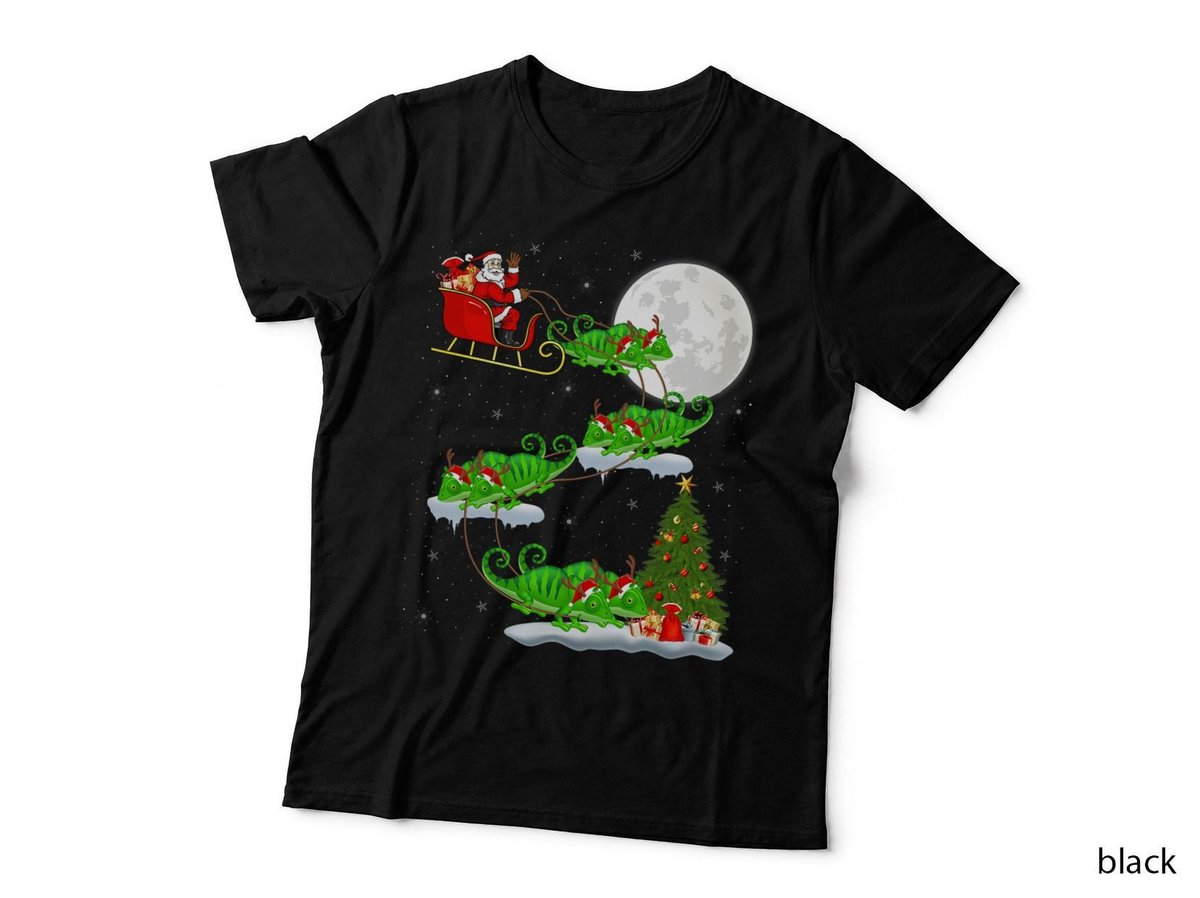 Funny Chameleon Santa Christmas T-Shirt, Festive Holiday Print