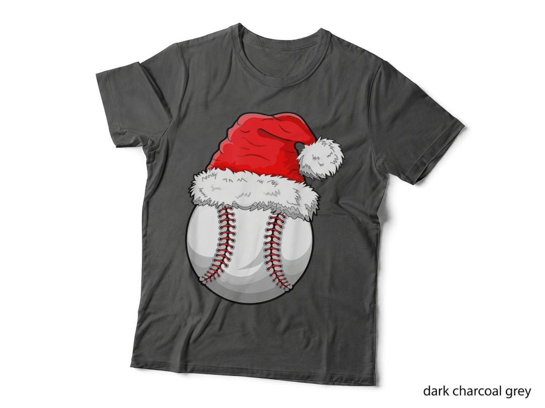 Funny Christmas Baseball Santa Hat T-Shirt, Festive Holiday Baseball