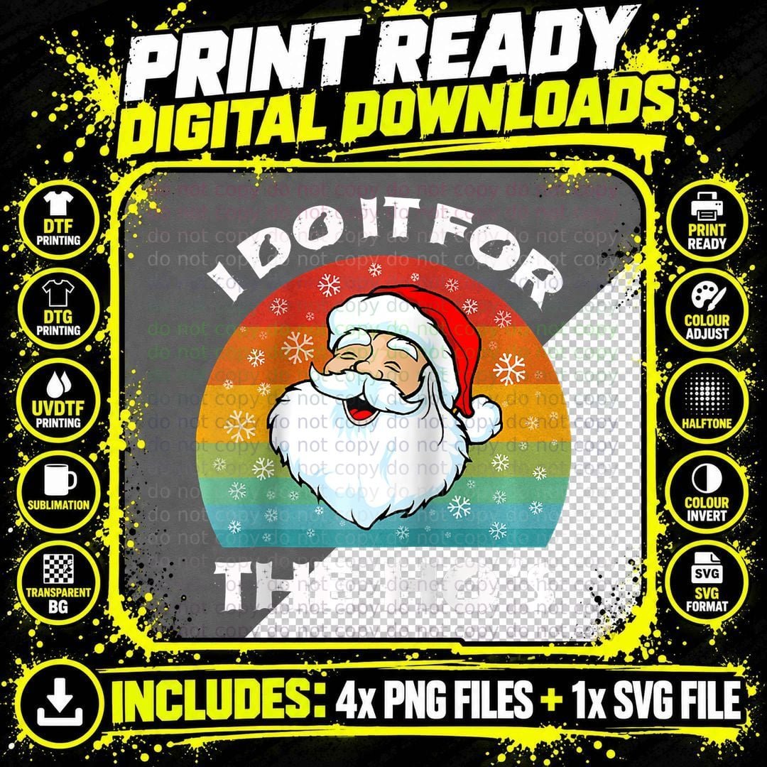 Funny Christmas Retro Santa Claus T-Shirt Png SVG Digital Bundle