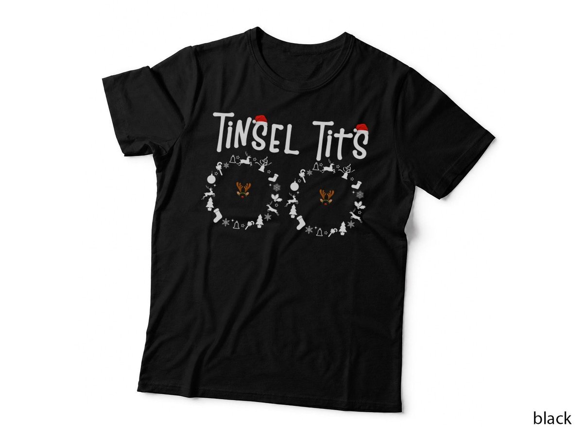 Funny Christmas T-Shirt, Tinsel Tits Couple Design, Festive Holiday Print