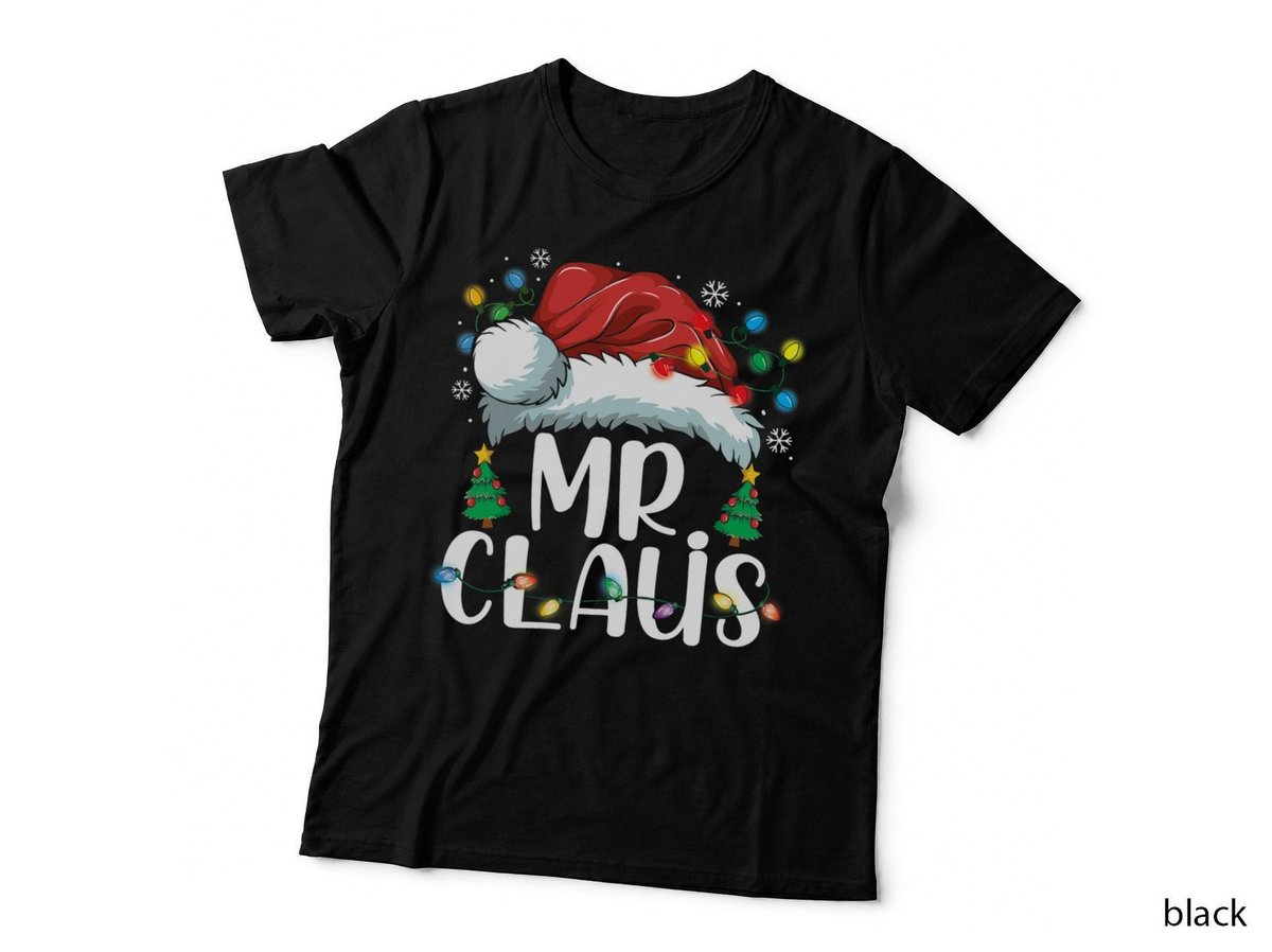 Funny Mr. Claus Santa Hat Christmas Matching Couples Pajama T-Shirt