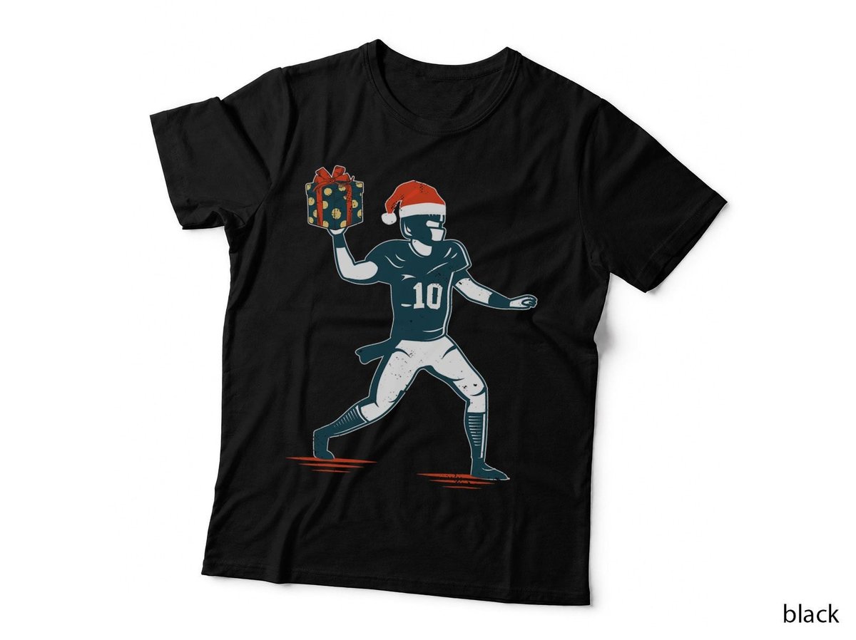 Funny Santa Hat Football Christmas T-Shirt, Festive Holiday, Sports Fan Gift