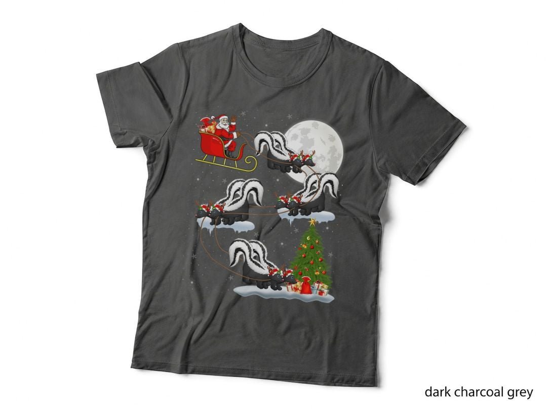 Funny Skunk Santa Sleigh T-Shirt, Christmas Humor, Holiday Gift Idea