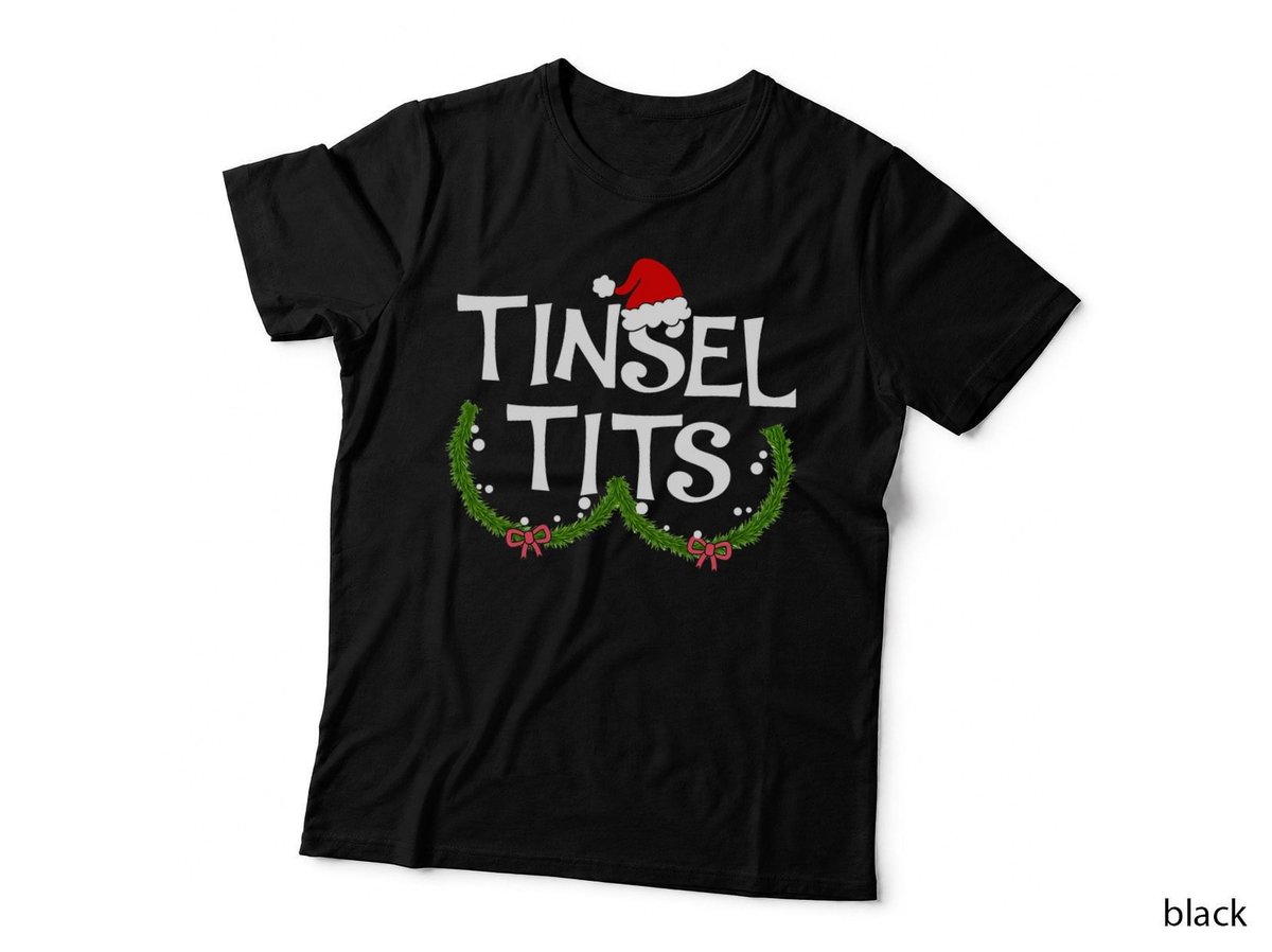 Funny Tinsel Tits Matching Jingle Balls Christmas Couples T-Shirt
