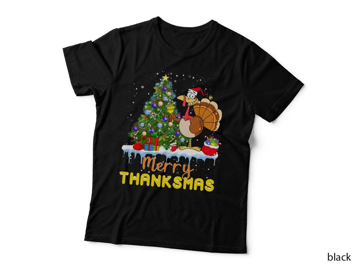 Funny Turkey Santa Merry Thanksmas T-Shirt, Christmas Holiday