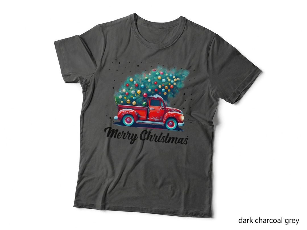Funny Vintage Merry Christmas Tree Red Wagon Truck Outfit T-Shirt