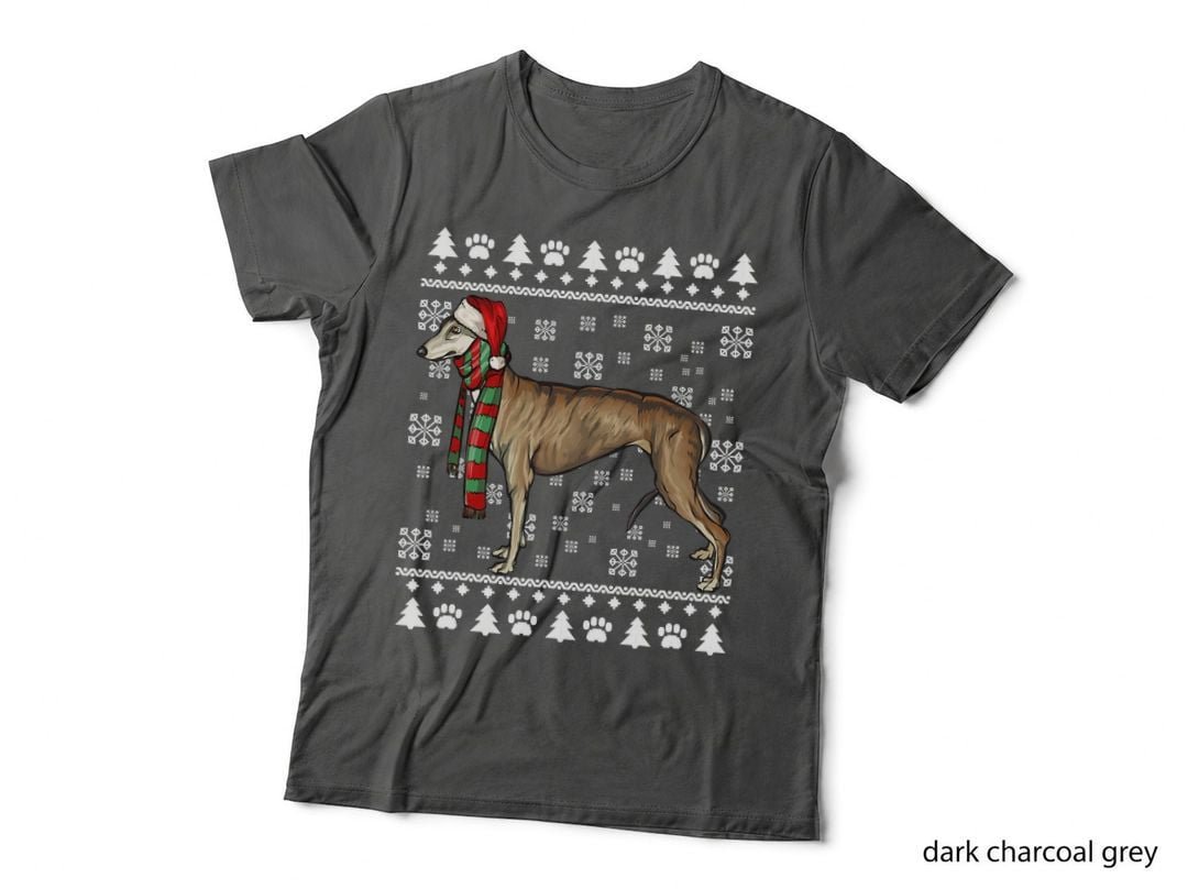 Greyhound Dog Santa Hat Xmas T-Shirt, Ugly Christmas, Pet Lover Apparel