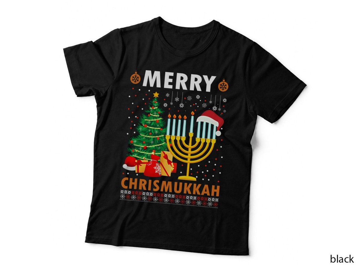Merry Chrismukkah T-Shirt, Holiday Fusion Design, Festive Christmas Hanukkah