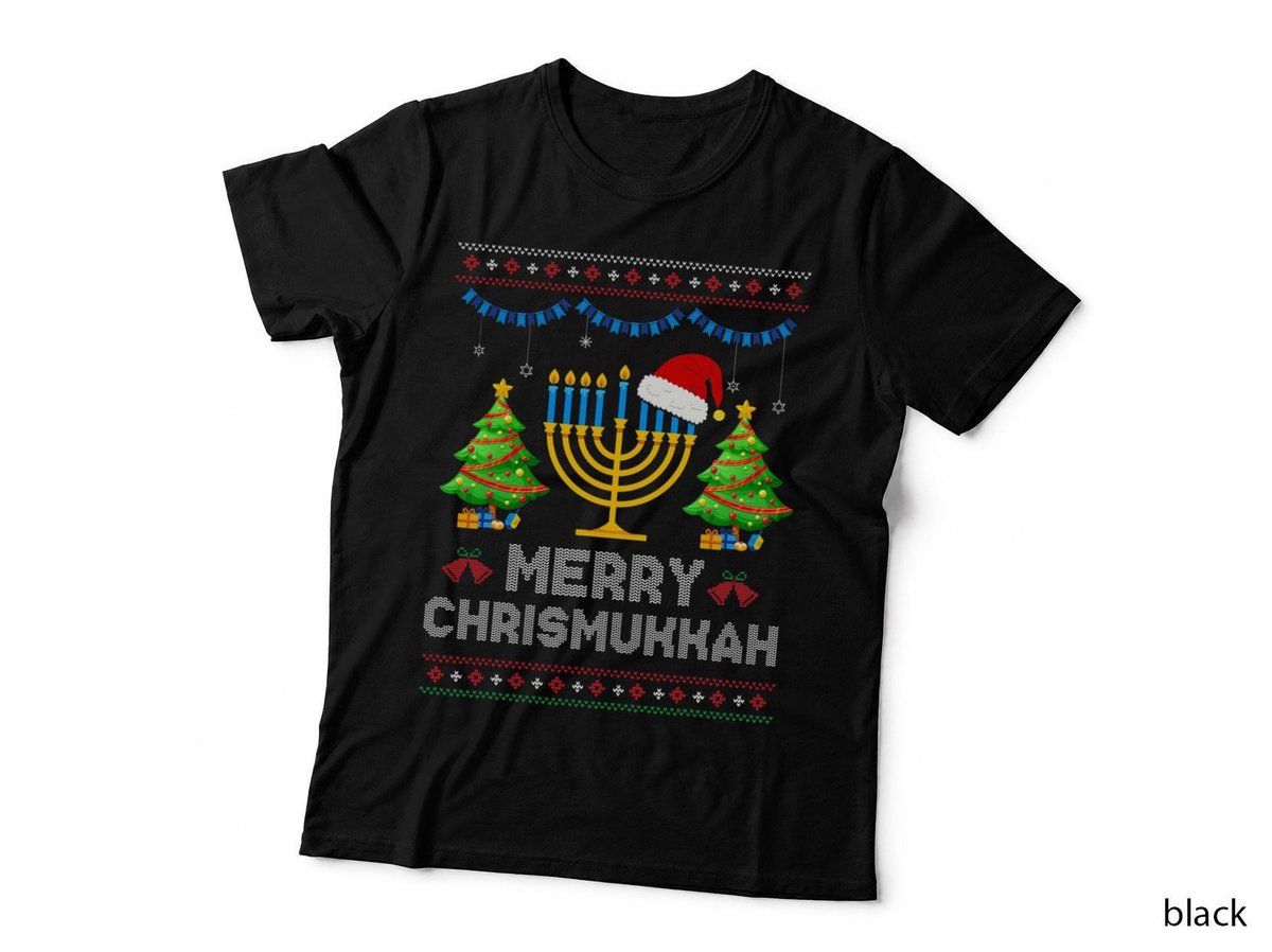 Merry Chrismukkah T-Shirt, Holiday Fusion Design, Festive Hanukkah Christmas