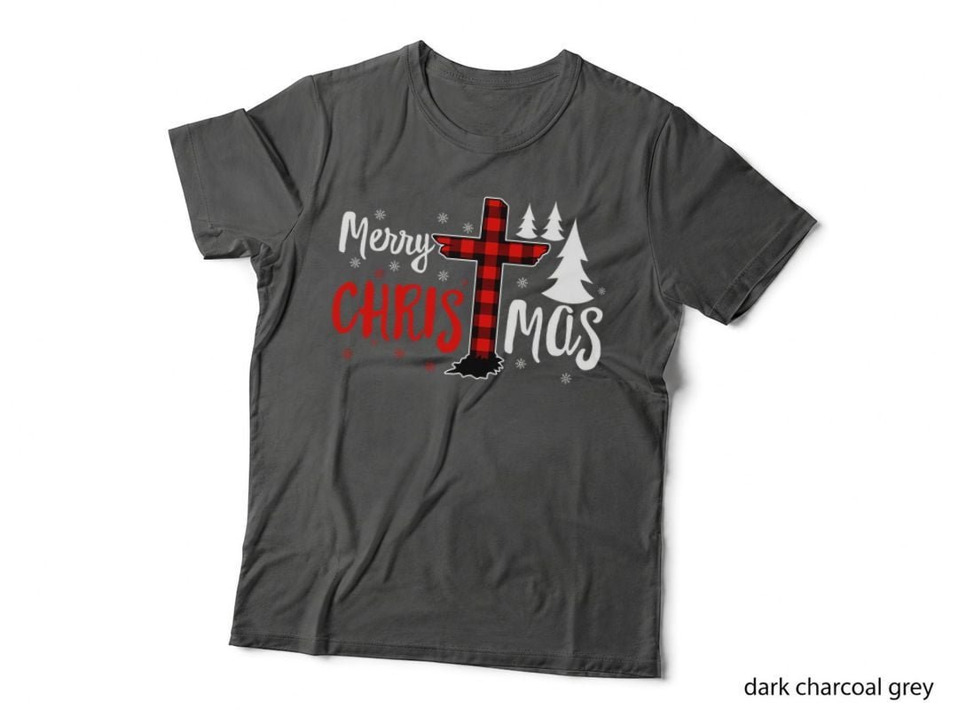 Merry Christmas Christians Buffalo Plaid T-Shirt, Holiday Religious Apparel