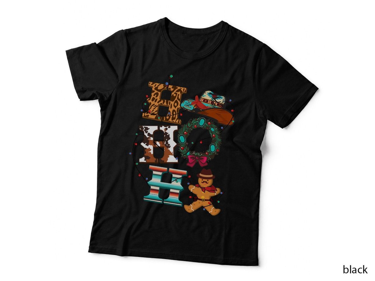 Merry Christmas Ho Ho Ho Cowgirl Hat T-Shirt, Festive Western Style