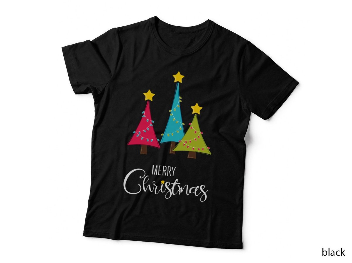 Merry Christmas T-Shirt, Festive Holiday Print, Christmas Tree Design