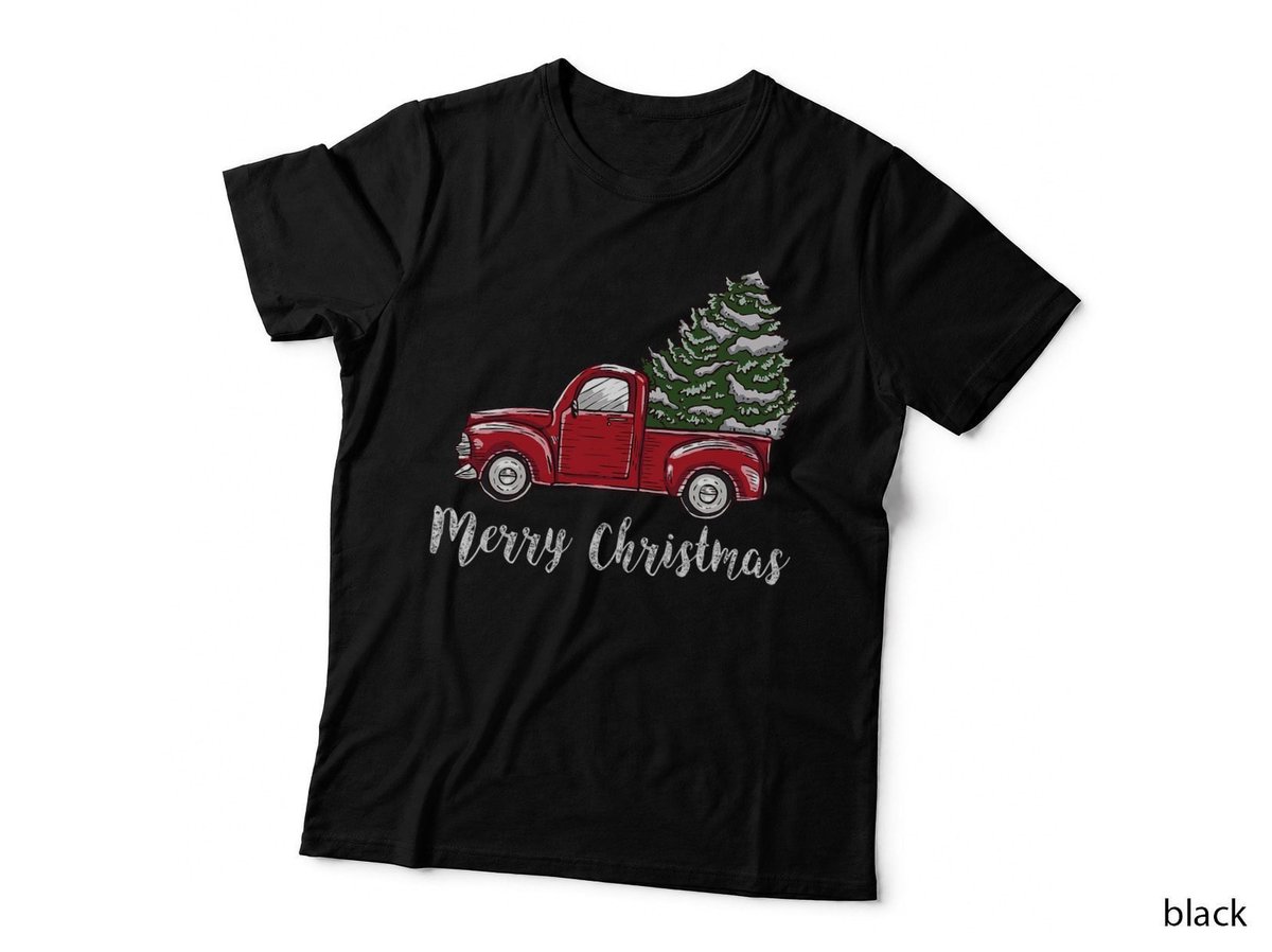Merry Christmas Tree Truck Vintage Xmas Wagon T-Shirt