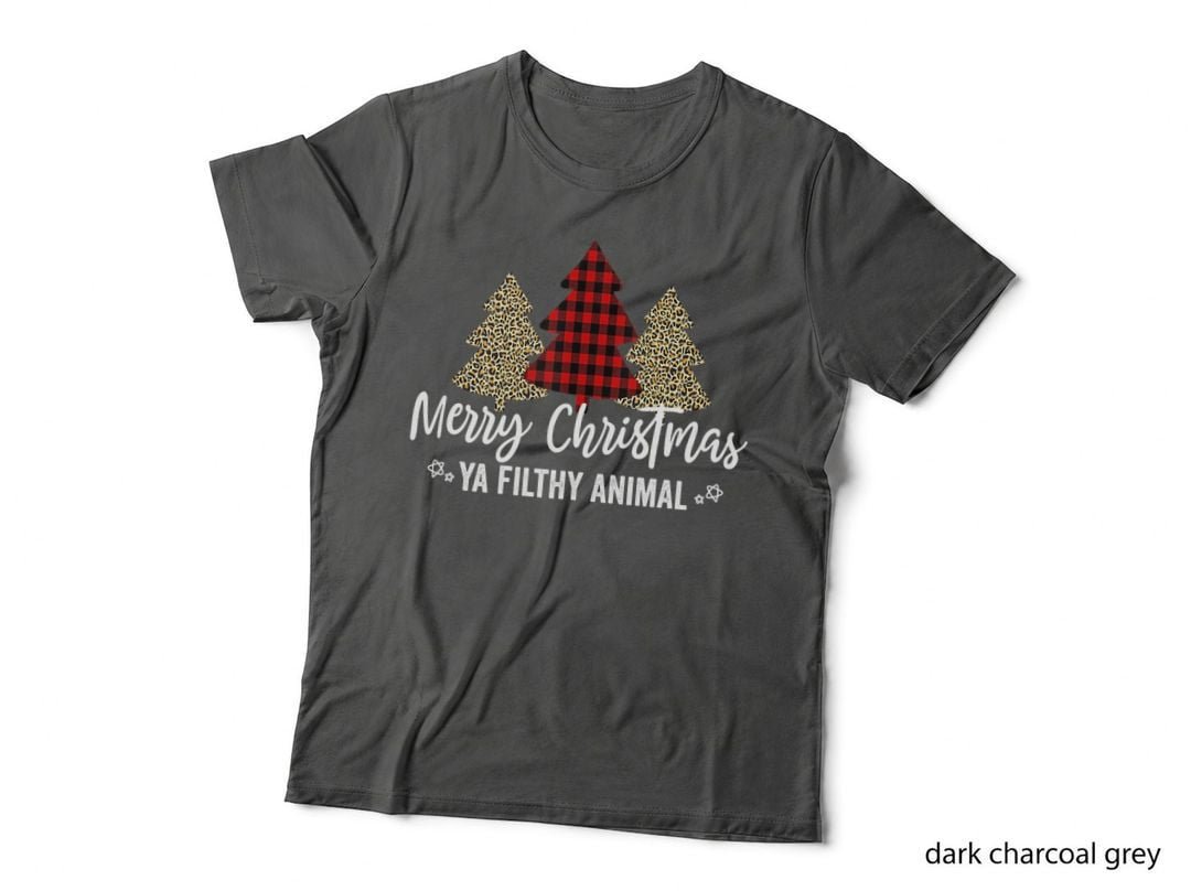 Merry Christmas Ya Filthy Animal T-Shirt, Buffalo Plaid Christmas