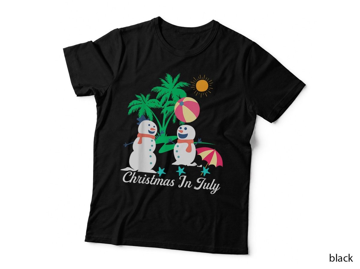 Merry Christmas in July Snowman T-Shirt, Festive Holiday, Summer Vibes