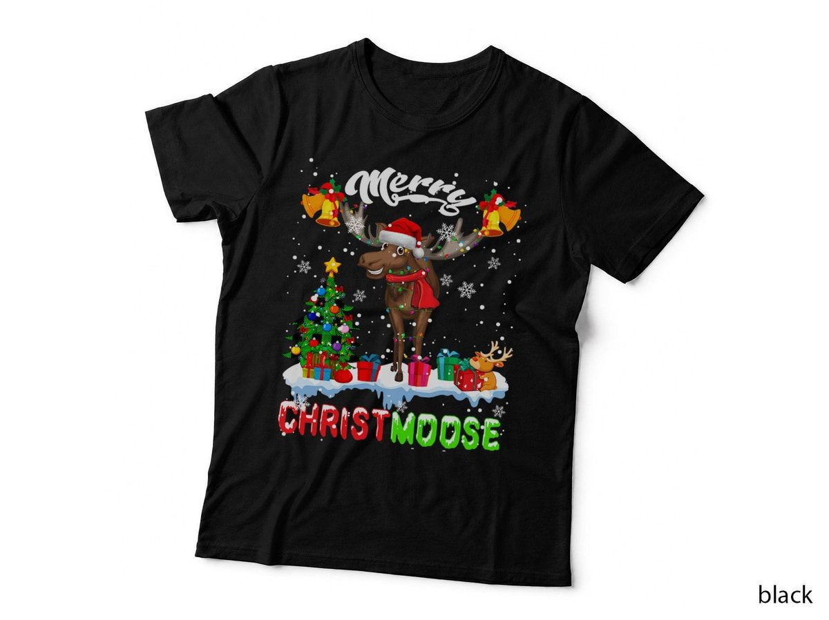 Merry Christmoose Christmas T-Shirt, Festive Moose Design, Holiday Apparel