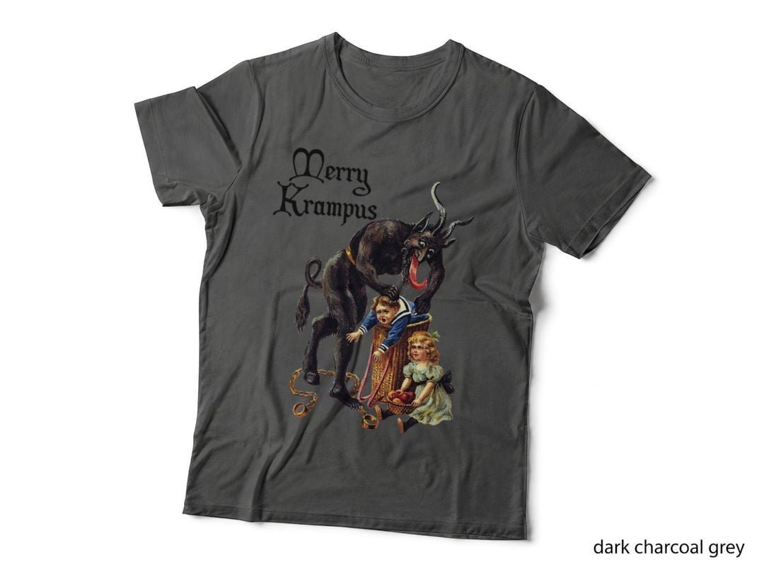 Merry Krampus T-Shirt, Christmas Horror, Holiday Scary Print