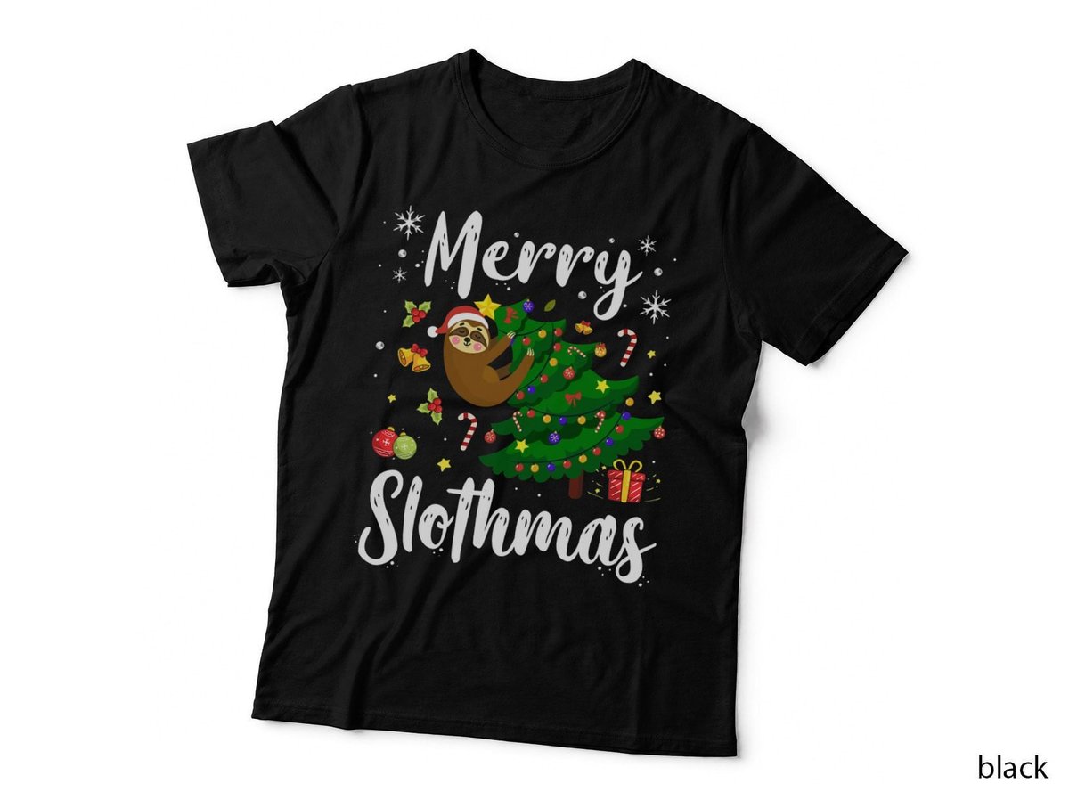 Merry Slothmas Christmas Sloth Lover T-Shirt, Festive Holiday Print