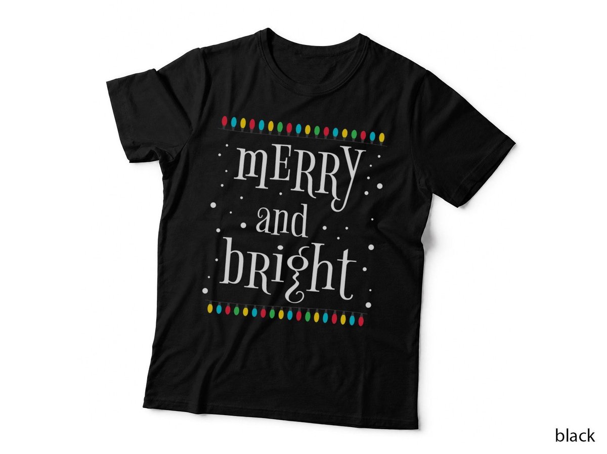 Merry and Bright Christmas Quote Matching Family Group Party T-Shirt