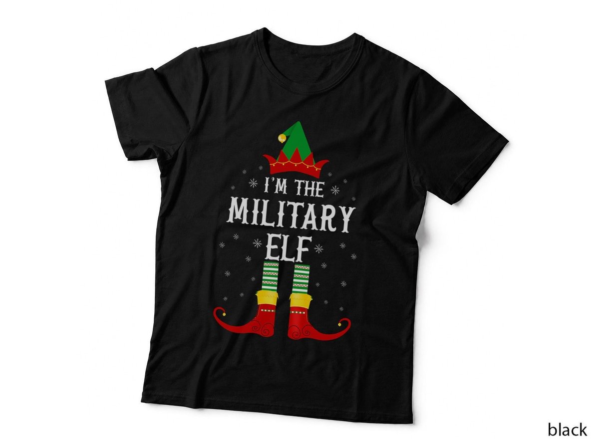 Military Elf Family Christmas T-Shirt, Holiday Cheer, Family Group Festive