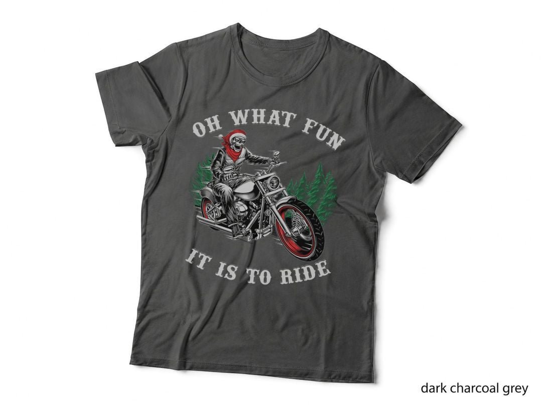 Motorcycle Skeleton Christmas T-Shirt, Funny Sarcasm, Holiday Apparel