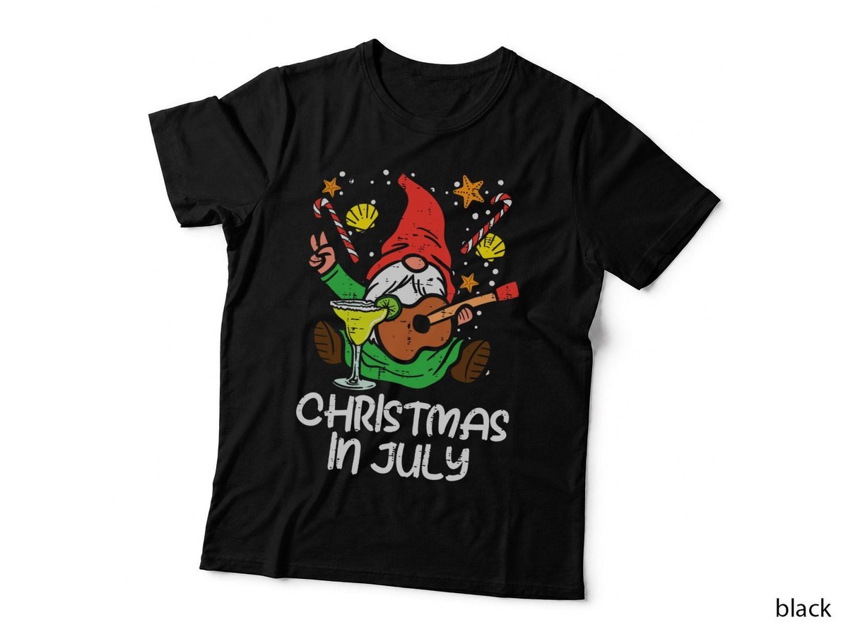 Nordic Gnome Santa Playing Guitar T-Shirt, Christmas Music Theme