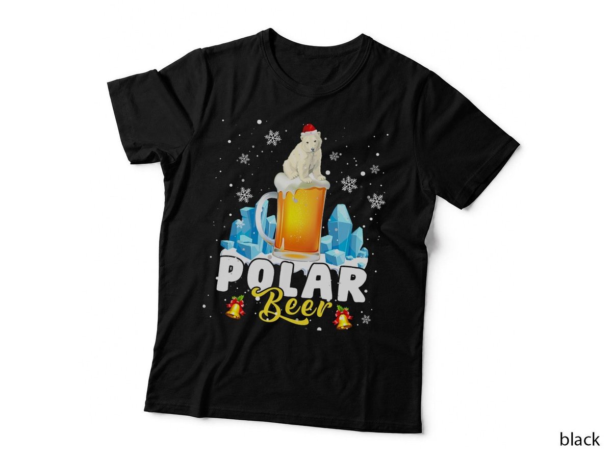 Polar Bear Christmas Beer Drinking T-Shirt, Funny Holiday, Pet Lover Apparel
