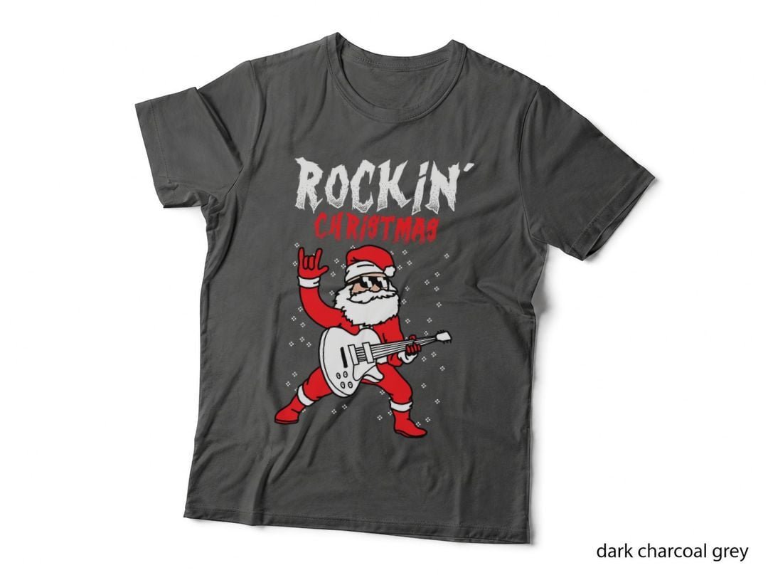Rockin' Christmas Funny Santa T-Shirt, Christmas Music Lover Style