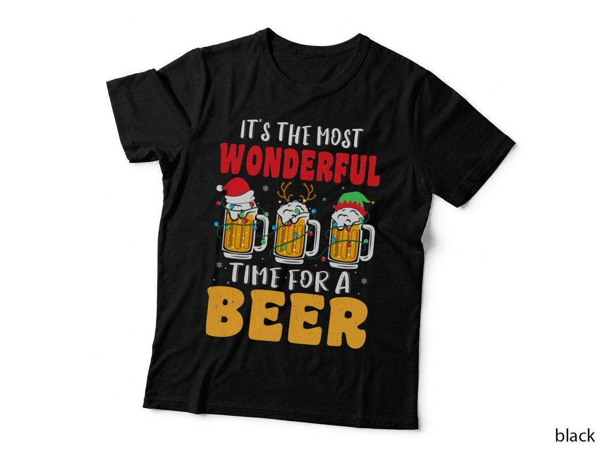 Santa Beer Christmas T-Shirt, Holiday Drinking, Festive Party Wear