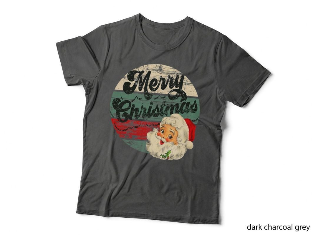Santa Claus Merry Christmas Face Old Fashioned T-Shirt, Vintage Retro