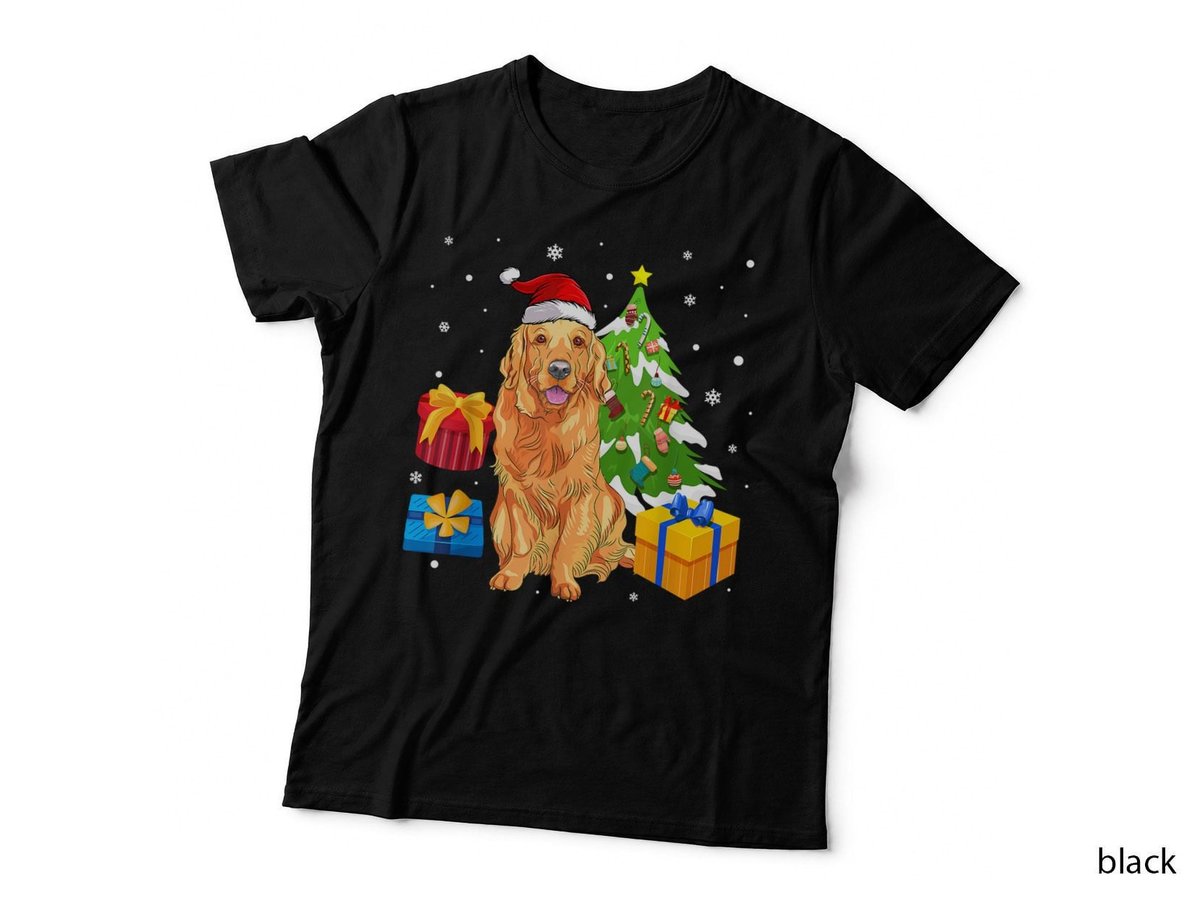 Santa Golden Retriever Christmas Gifts T-Shirt, Festive Holiday Style