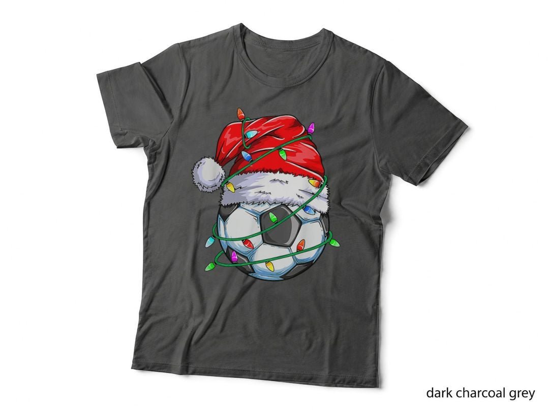 Santa Soccer Ball Christmas Lights Funny Sports Pajama T-Shirt