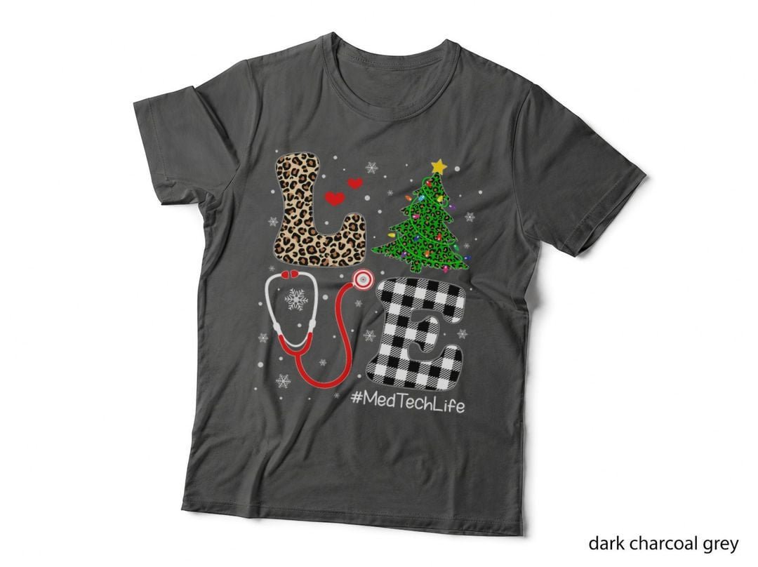 Technician Christmas Tree Buffalo Plaid Love Med Tech Life T-Shirt