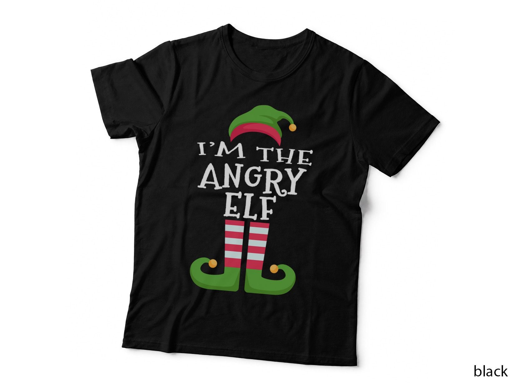 Angry Elf Christmas Tee, Family Matching Elf Hat and Boots, Funny Holiday