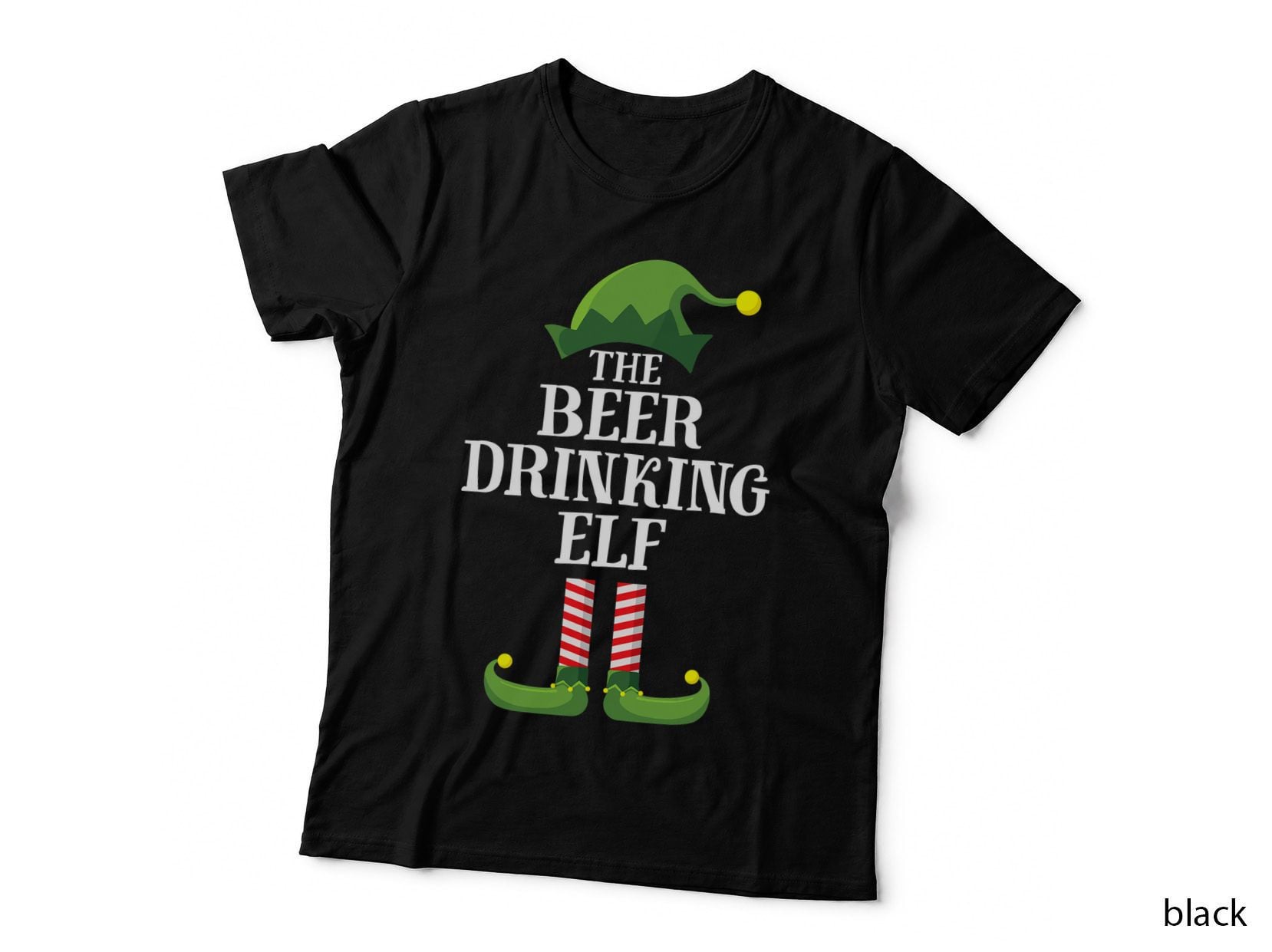Beer Drinking Elf Matching Family Group Christmas Party T-Shirt