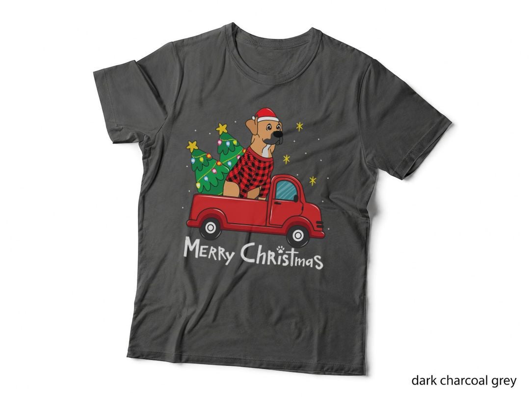 Black Mouth Cur Christmas Truck Tree Mom Dad Dog Gift T-Shirt