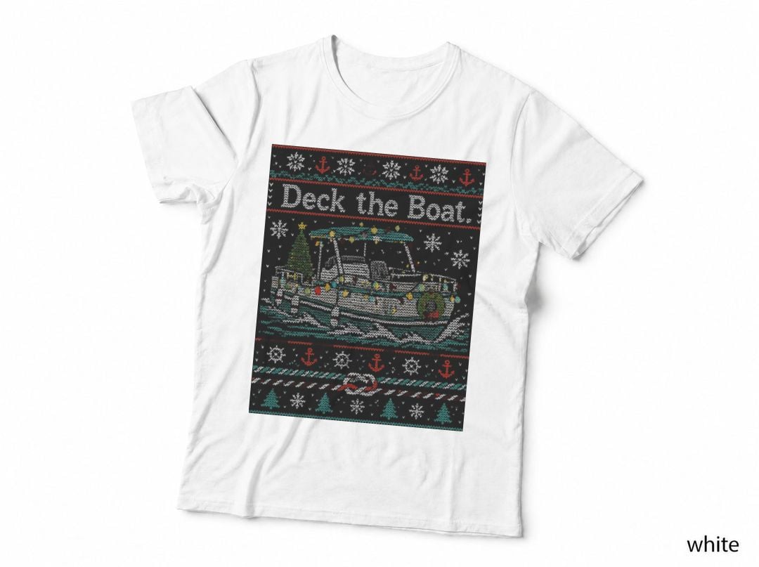 Boating Christmas Ugly Sweater Boat Lover Holiday Fishing Knit Outdoor T-Shirt