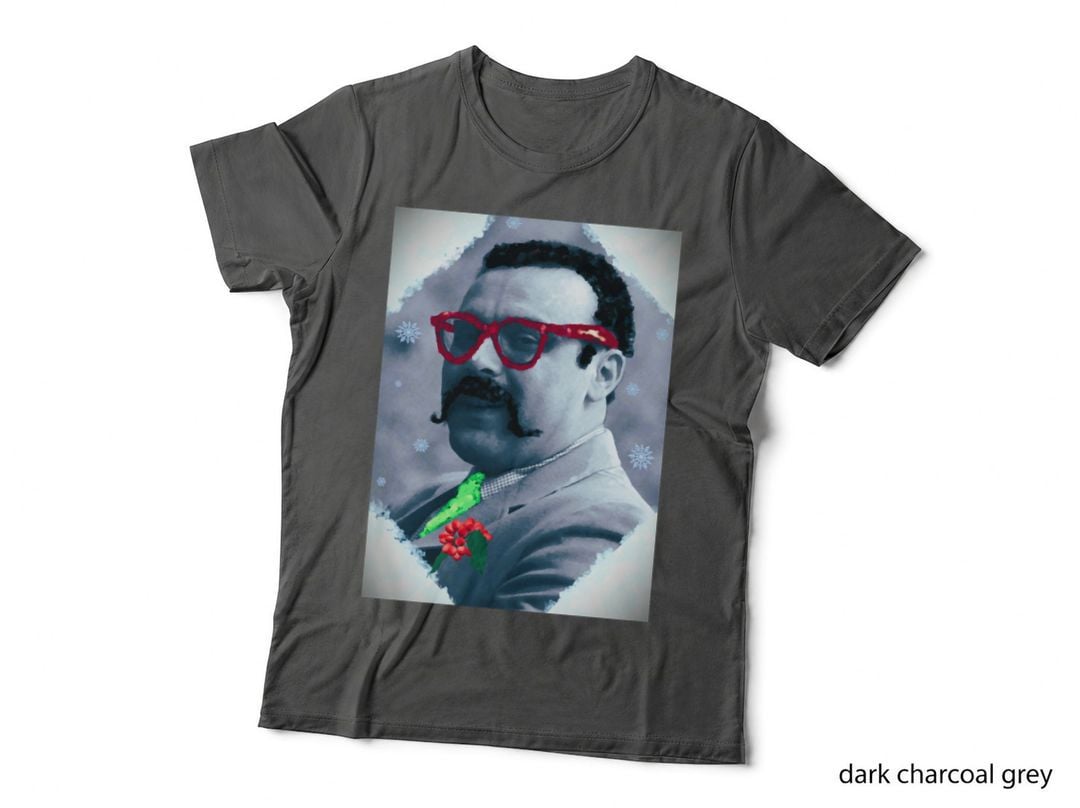 Calling Dr Funk Christmas T-Shirt, Mustachioed Portrait, Novelty Holiday