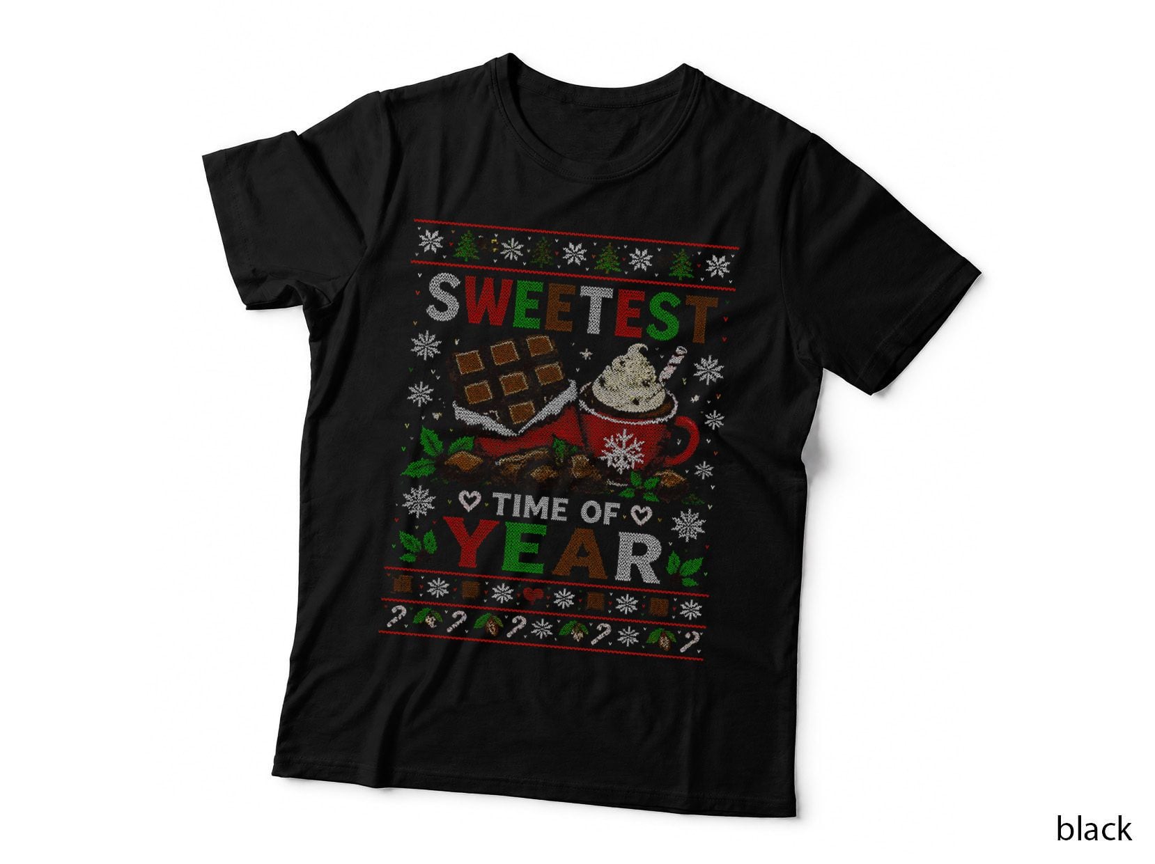 Chocolate Christmas Ugly Sweater Sweet Treat Holiday Halftone T-Shirt