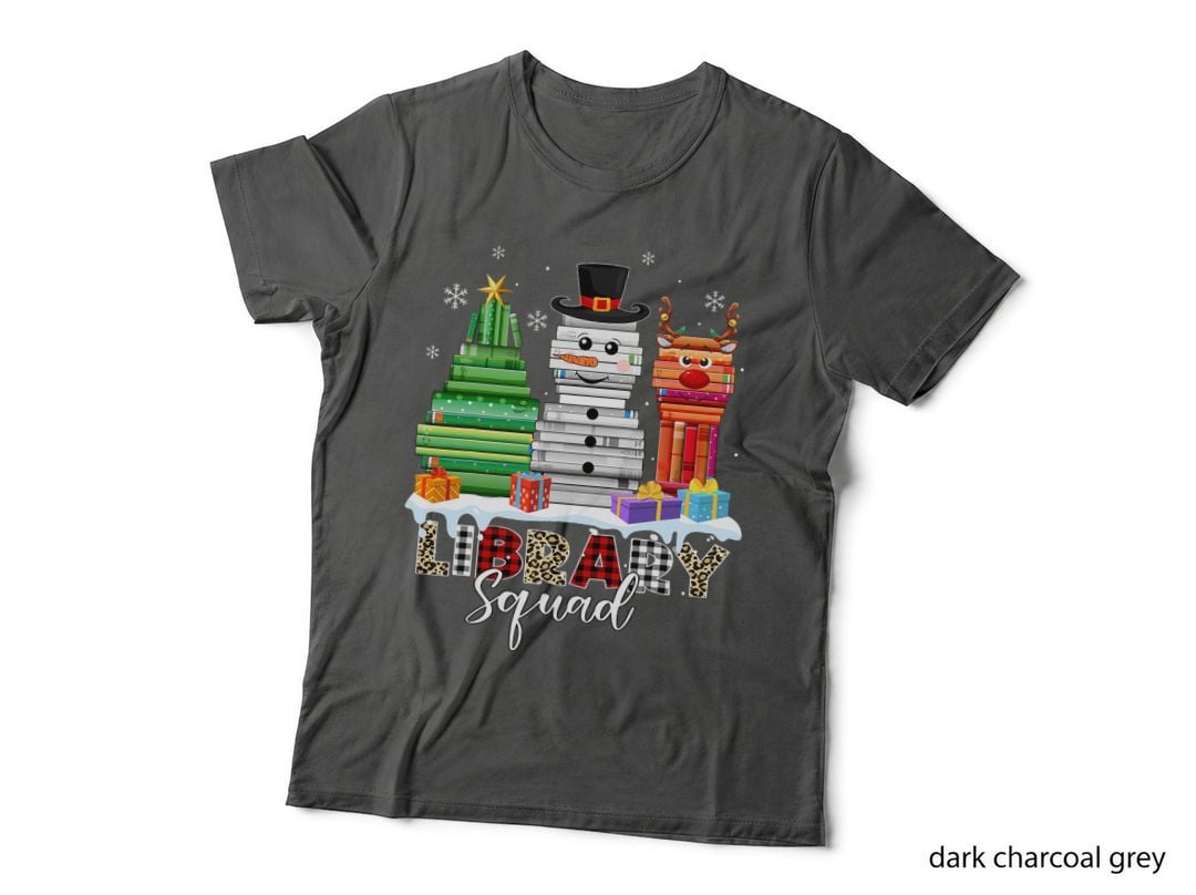 Christmas Librarian Books Xmas Tree Snowman Reindeer Library T-Shirt