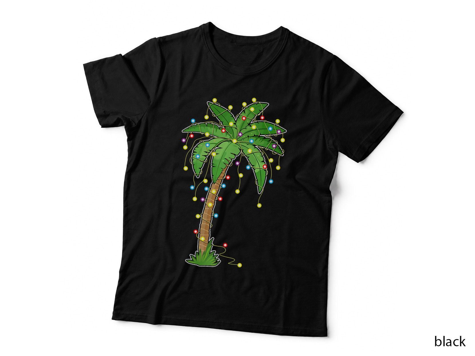 Christmas Lights Palm Tree Beach Funny Tropical Xmas Gift T-Shirt