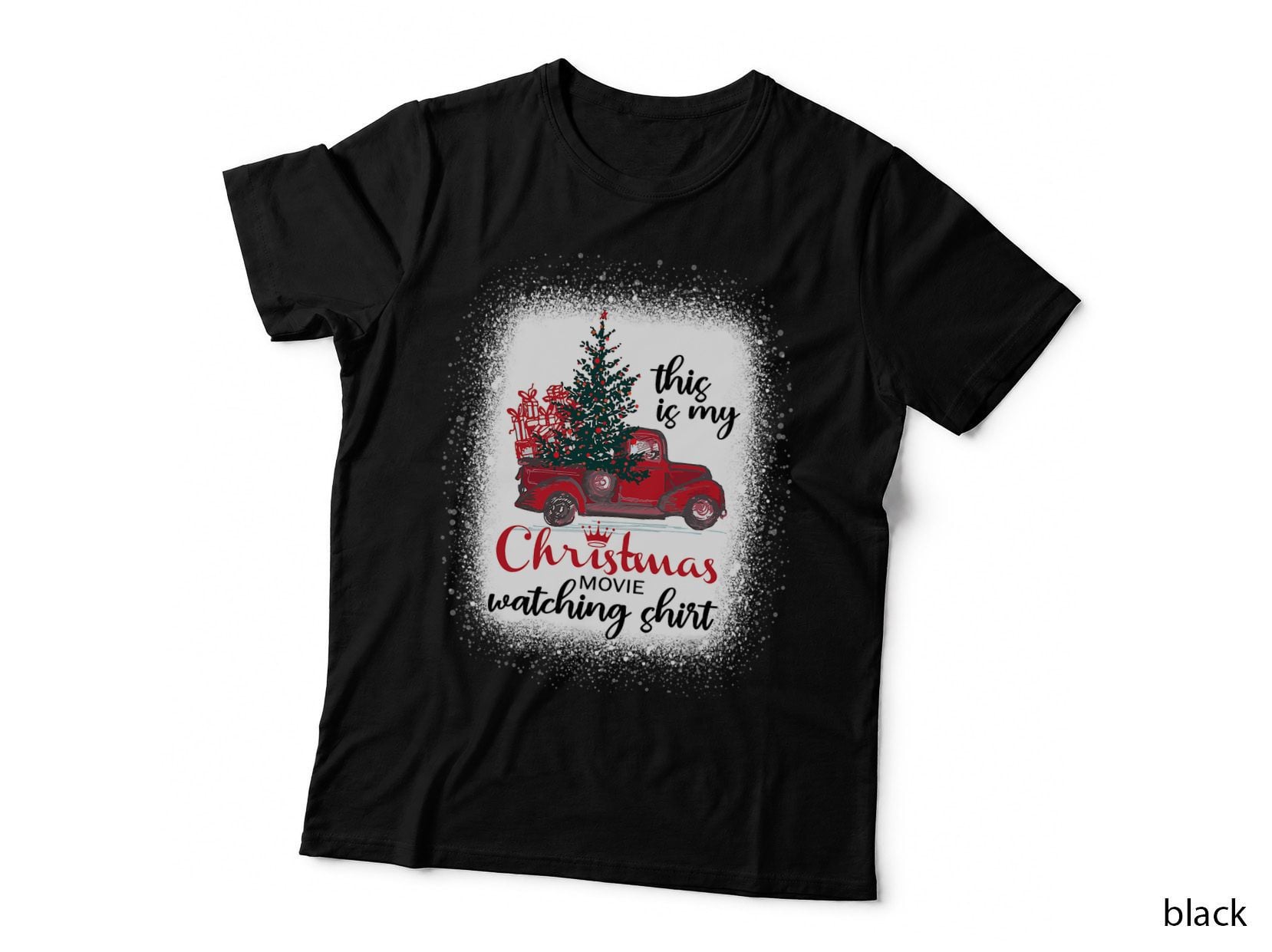 Christmas Movie Watching T-Shirt, Vintage Red Truck, Holiday Apparel