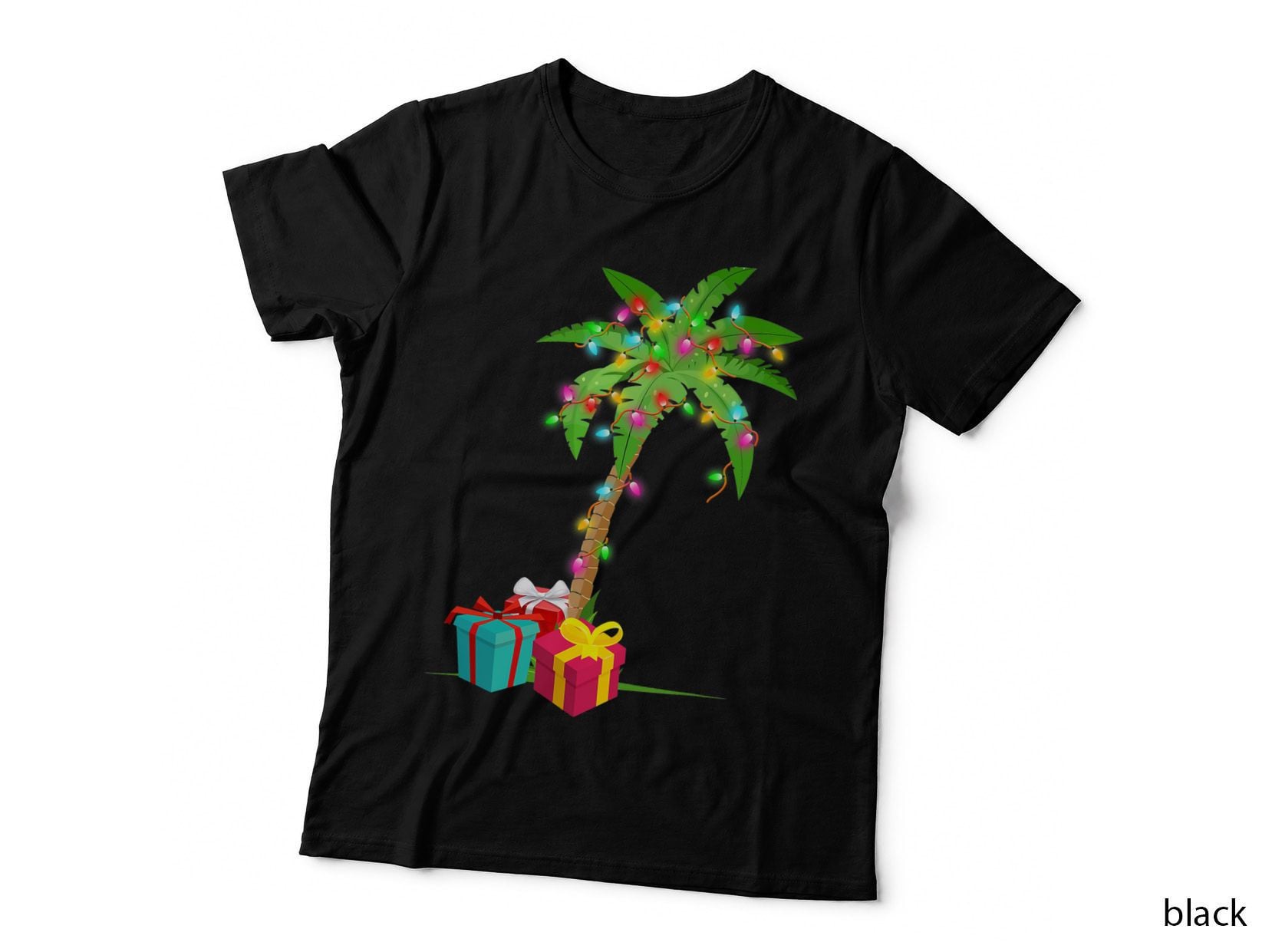 Christmas Palm Tree Coconut Lights Beach Hawaii Xmas Gifts T-Shirt