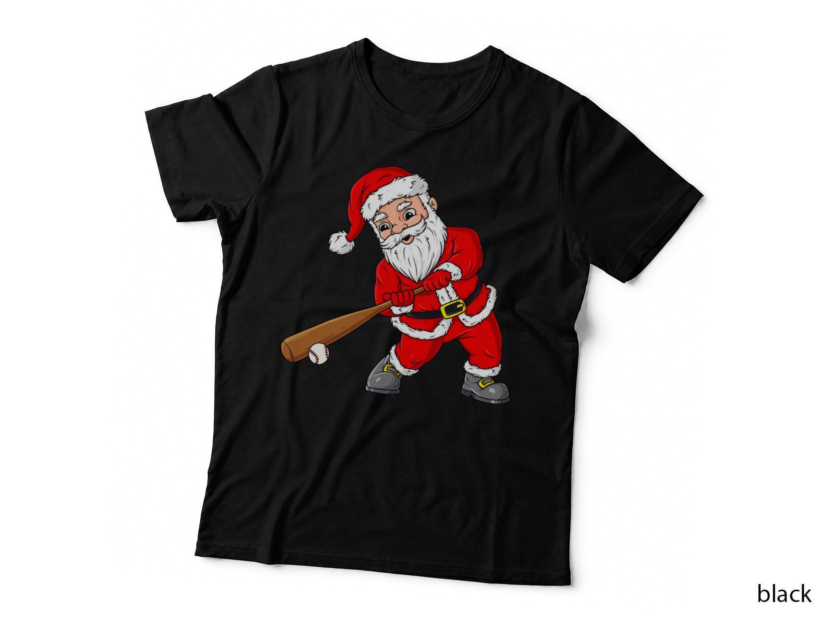 Christmas Santa Claus with Baseball Bat Boys Kidsns Xmas T-Shirt